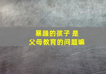 暴躁的孩子 是父母教育的问题嘛